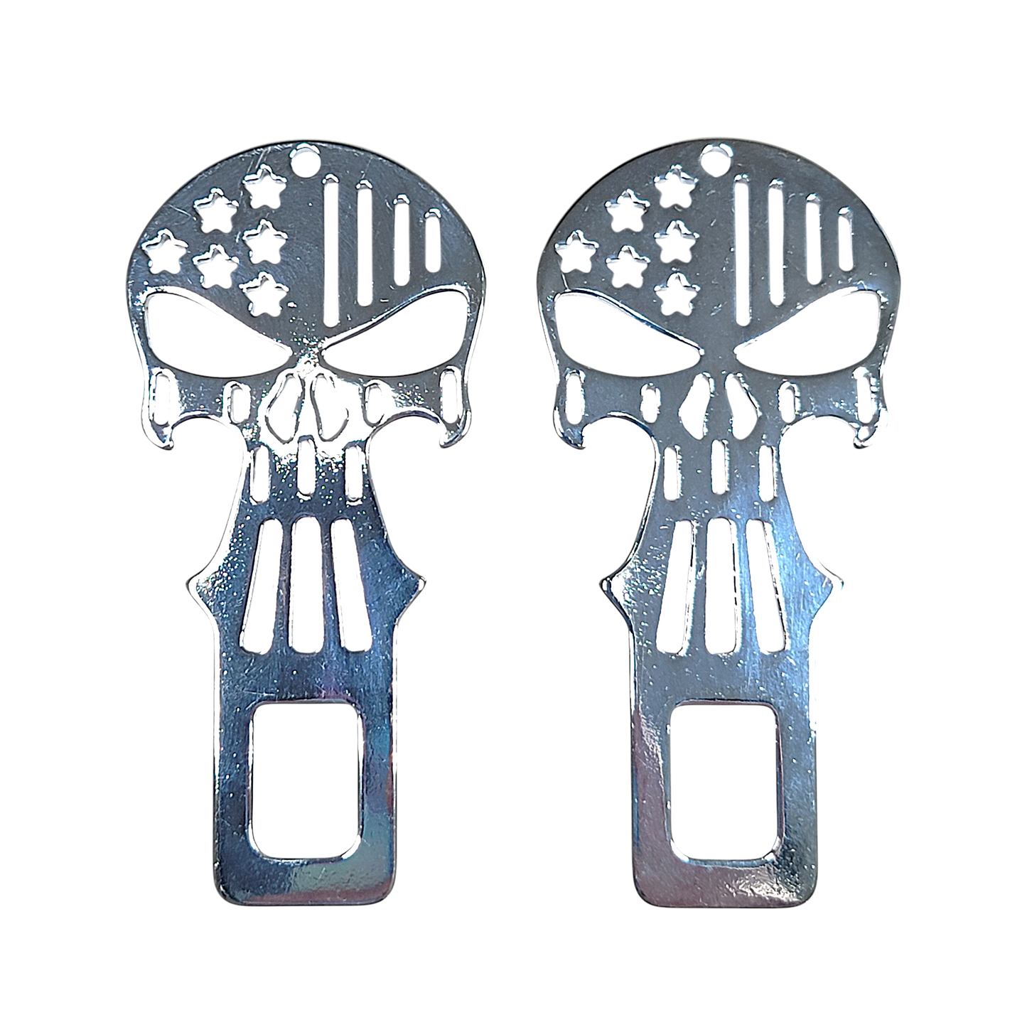 Chrome Metal Punisher Seatbelt Silencer/ Bottle Opener Universal Fit- 2 Pack