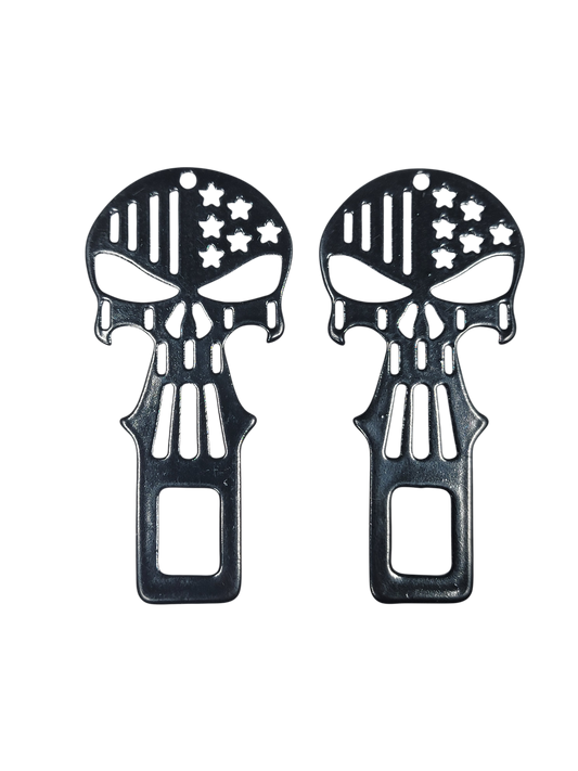 Black Metal Punisher Seatbelt Silencer/ Bottle Opener Universal Fit- 2 Pack