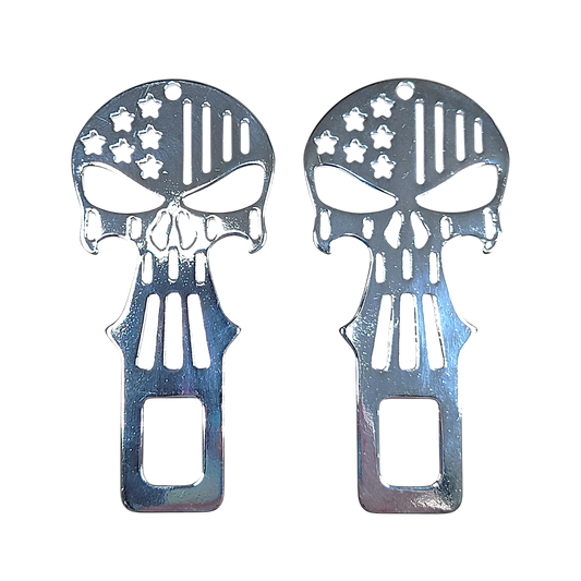 Chrome Metal Punisher Seatbelt Silencer/ Bottle Opener Universal Fit- 2 Pack